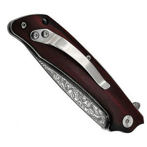 Mini cuchillo de bolsillo 110 capas hoja de acero Damasco con mango de madera cuchillo de bolsillo de acero damasco hecho a mano personalizado - Product Image 6