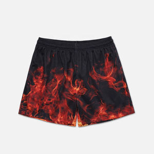 <b>Mens</b> Black <b>Red</b> Flame Print <b>Shorts</b> Elastic Waist Quick Dry Sports Gym Running <b>Shorts</b> Summer Activewear Streetwear Cool - Product Image 1