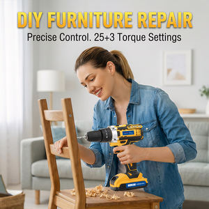 Ensemble d'outils de perçage, perceuse-visseuse sans fil 21V Max, 2 vitesses, moteur haute performance, comprend 2 batteries Li-Ion XR 1.3Ah, chargeur - Product Image 3