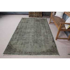 Tapis turc 4,8 x 8,4 pieds, grand tapis vintage, tapis en laine à motifs floraux verts - Product Image 3