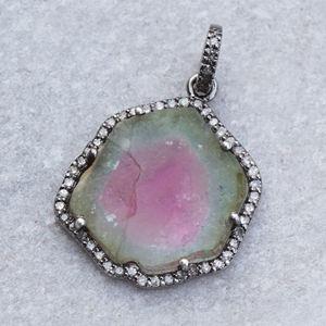 สร้อยคอจี้เงินแท้925,เครื่องประดับจี้เพชรสีน้ำตาลพลอยทัวร์มาลีนแฮนด์เมด - Product Image 2