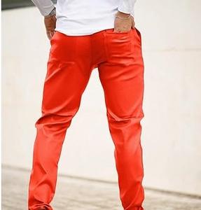 กางเกงหนังแท้สีพื้นเรียบสำหรับผู้ชาย คุณภาพพรีเมียม ทรงตรง เอวกลาง เหมาะสำหรับขี่มอเตอร์ไซค์ ผจญภัย สไตล์สตรีทแวร์ในเมือง - Product Image 5