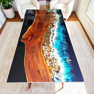 POUR L'ARTISANAT TABLE RONDE EN RÉSINE ÉPOXY POUR LA SALLE À MANGER Meubles Table de rivière en bois et résine pour la maison et le bureau - Product Image 6