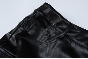 OEM Manufacturer's Baggy Pockets High Waist Ladies <b>Leather</b> <b>Cargo</b> <b>Pant</b> Wide Leg Casual Women's Long Trousers for Summer - Product Image 2