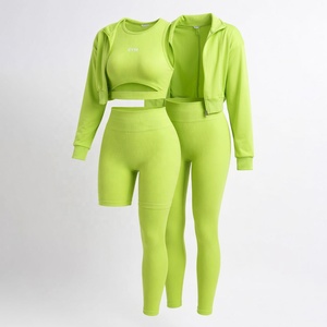 Premium Seamless Women's <b>Yoga</b> <b>Set</b> 3-Piece Activewear Breathable Cotton/Polyester/Spandex Customizable High Quality Fitness Gym - Product Image 1