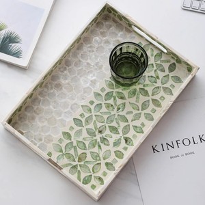 Bandeja rectangular de nácar, elegantes bandejas MOP para cena, fiesta, cóctel, té, mesa de café - Product Image 3