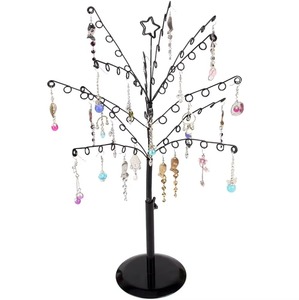 Soporte de joyería negro con diseño de árbol para pendientes, collares, anillos, organizador de Metal elegante para tocador, decoración de Tocador de la India - Product Image 1