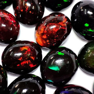3A haute qualité Welo opale grande taille fabrication de bijoux Cabochon forme ovale feu noir opale éthiopienne pierre précieuse de guérison en vrac - Product Image 1