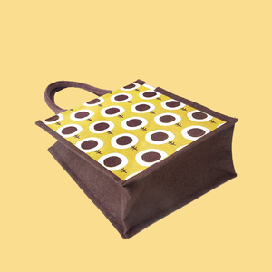 Sac à main d'épicerie en jute à imprimé floral personnalisé de qualité supérieure avec poignée en coton toile sac à provisions polyvalent Tiffin pour hommes femmes - Product Image 2