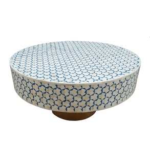Mesa de Centro Redonda Hecha a Mano con Incrustaciones de Hueso, Diseño Elegante y Duradero, Decoración Única para el Hogar, Mueble Decorativo para Sala de Estar - Product Image 2
