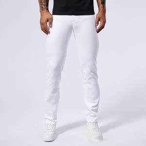 กางเกงยีนส์ผู้ชายสีขาวล้วน สไตล์ลำลอง สวมใส่สบาย ยืดได้ ทรงเข้ารูป สไตล์วินเทจ ทรงตรง ปักลาย ระบายอากาศได้ดี เหมาะสำหรับฤดูร้อน - Product Image 5