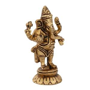 Shreeyaash รูปปั้นทองเหลืองรูปปั้นพระพิฆเนศแบบยืนที่สง่างามสำหรับตกแต่งทางเข้าบ้านสำนักงาน - Product Image 3