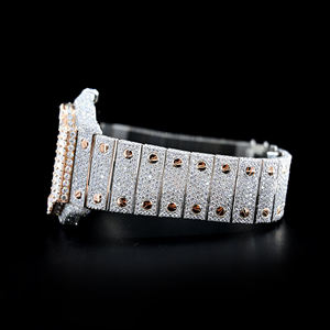 Haute qualité de luxe mode affaires affichage analogique VVS clarté Moissanite diamant clouté verre acier inoxydable résistant à l'eau - Product Image 2