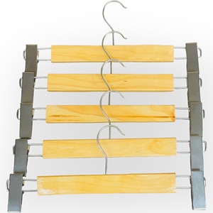 Wholesale Heavy Duty Wooden Hangers with Iron Clips Custom Logo Low MOQ Clothes Pants Dress Hangers Made in Vietnam - Product Image 1