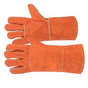 Guantes de Soldadura de Cuero Blanco Resistentes con Protección Contra Incendios y Puño Largo - Product Image 5