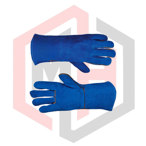 Gants de travail en cuir bleus pour soudage TIG/MIG, très résistants, épaisseur 11 oz, antistatiques, résistants aux déchirures, anti-coupures, pour pompiers - Product Image 6