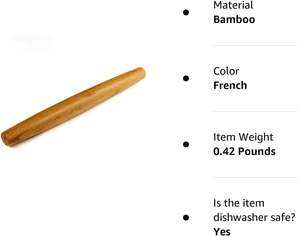 Rouleaux à pâtisserie français classiques Rouleau à pâtisserie en bois de bambou pour la cuisson de biscuits à la pâte à pizza, 13 pouces - Product Image 6