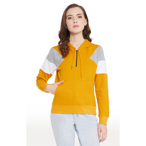 Sudaderas con capucha coreanas de algodón de calidad superior al por mayor para mujer sudaderas con capucha tejidas con media cremallera personalizadas OEM - Product Image 2