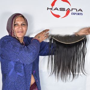 Extensions de cheveux humains vierges 100% naturelles de couleur noire, tissage frontal HD 13*4, fabrication vietnamienne, vente en gros à bas prix, double trame à la machine - Product Image 3