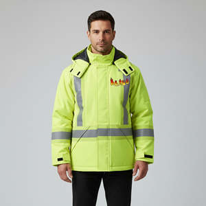 Veste de travail de sécurité réfléchissante haute visibilité 100% polyester OEM/ODM avec éclairage LED, classe 1 ANSI, imperméable, plusieurs poches, veste pour homme - Product Image 1