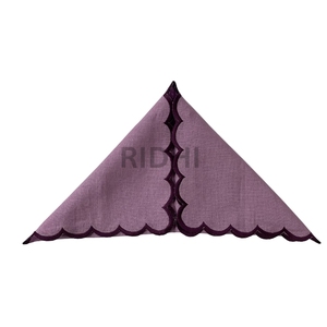 Nouvelles serviettes de table tendance en lin violet brodé à bords festonnés, faites à la main, pour mariage, fête, décoration intérieure, cadeaux de ferme - Product Image 6