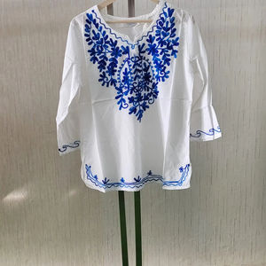 เสื้อถักผ้าฝ้ายสีขาวปักแขนยาวและเสื้อแคชเมียร์ของผู้หญิงผ้าคอตตอนสีขาวแฟนซีทันสมัยทันสมัยทันสมัยทันสมัย - Product Image 1