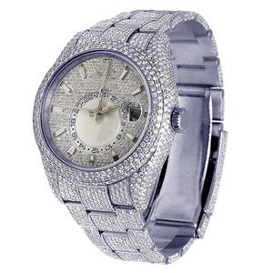 Reloj de diamantes de moissanita de plata completa de lujo de calidad de exportación, reloj helado con acero inoxidable para hombres disponible para exportación - Product Image 4