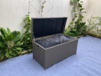 Boîtes de rangement en osier étanches en forme de rectangle pour patio en rotin Design de serrure d'extrémité de jardin fabriqué au Viet Nam