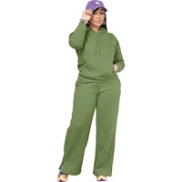 Ensemble de sous-vêtements pour femmes, brodé, en molleton polyester/coton lavé, sweat à capuche, pantalon droit ouvert, streetwear décontracté