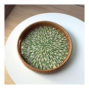 Bandeja con incrustaciones de nácar de Vietnam hecha a mano elegante de lujo respetuoso con el medio ambiente bandeja decorativa para servir para Hotel Bar Cocina - Product Image 1