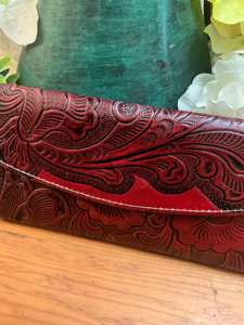 Nueva Cartera de Mano de Cuero Genuino 100% con Diseño Floral Tallado a Mano, Elegante y Multiusos, Estilo Occidental - Product Image 6