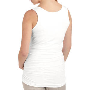 Encolure dégagée maternité débardeur froncé côtés respirant sans manches doux Stretch 100% coton tissé grossesse personnalisable OEM - Product Image 3