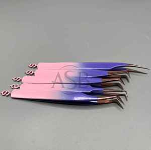 แหนบขนตาปลอมสีโรสโกลด์แหนบปลายพลาสม่าสีฟ้าชมพูทูโทนสีเงินแบบญี่ปุ่น - Product Image 5