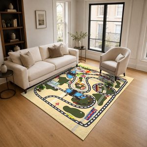 <b>RUGS</b> DEPOT LXDP-0797 Wholesale Beige Brown Bohemian <b>Tribal</b> Digital Printed Machine Washable Chenille Area <b>Rug</b> Non Slip - Product Image 2