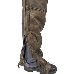 Chaps en cuir de qualité supérieure Chaps de moto Pantalon d'équitation de motards uni Cowboy Chaps en cuir vintage noir - Product Image 2