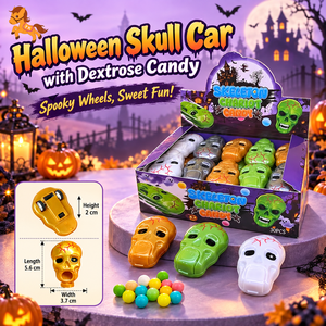 <span class=keywords><strong>Voiture</strong></span> miniature en forme de crâne d'Halloween en guimauve, bonbon à la dextrose |   Boîte de présentation multicolores Yumiko pour bonbons, nouveauté pour fêtes d'enfants - Product Image 1