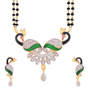 Collier à double chaîne en forme de paon - pour les occasions de fête - Product Image 1
