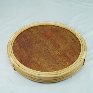Plateau de service en rotin avec base en bambou, plateau tissé à la main, corbeille à fruits pour un service élégant Viettimecraft Wholesale - Product Image 4