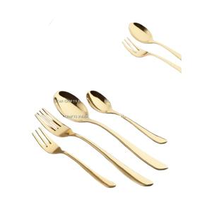 Venta al por mayor de utensilios dorados de acero inoxidable de metal único, tenedor, cuchara, cuchillo, juego de cubiertos, cubiertos, cubiertos de boda para hotel, juego de cubiertos - Product Image 1