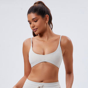 Sujetador Deportivo para Mujer, Antibacteriano, Soporte Medio, Escote Profundo en V, Logotipo Frontal, Ropa de Yoga, Diseño Sin Costuras - Product Image 1