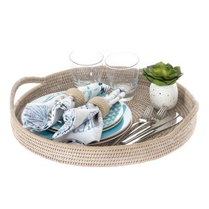 Bandejas de servicio de ratán ecológicas de lujo para decoración de restaurante de Hotel contenedor de bebidas de comida de alta calidad Color de tamaño personalizado - Product Image 6