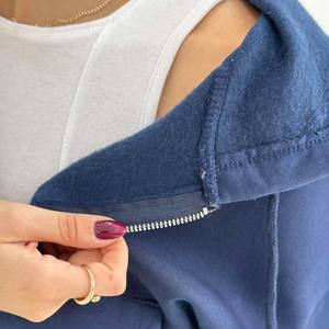 Vêtements de rue personnalisé uni teint sweat à capuche zippé pour les femmes Vintage Look surdimensionné polyester coton décontracté hiver - Product Image 3