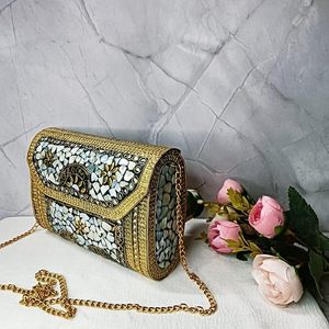 Pochette mosaïque à la mode avec Style Vintage pour les femmes pochette en pierre mosaïque pour la fête de mariée et les événements par l'artisanat fait à la main - Product Image 5