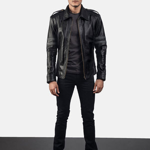 Veste en cuir pour homme au design traditionnel, col montant classique de qualité supérieure, style urbain, chauffante, respirante, écologique, hiver - Product Image 2