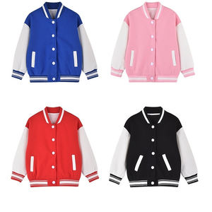 Custom Oem Unisex Kids Baseball Jacket School Varsity Uniform Casual Sweatshirt Solid Color Girls <b>Sweater</b> Jacket Baseball - Product Image 3