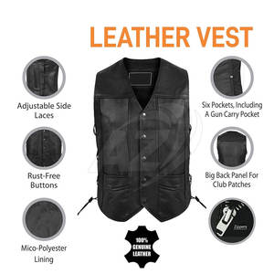 Gilet de moto pour homme sans manches en cuir respirant de haute qualité, style 2025, toutes saisons, logo personnalisé, service OEM - Product Image 4