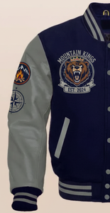 Bomber Varsity Letterman | Corps en laine marine | Veste d'hiver à col montant avec logo avant | Style collège - Product Image 6