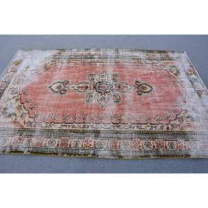 พรมตุรกีวินเทจขนาด5.3x8.2ฟุตพรมผ้าขนแกะดีไซน์สีเบจสีส้มงานเย็บปะติดปะต่อกันทำจากวัสดุขนสัตว์แผ่นรองหลังสี่เหลี่ยมผืนผ้าขนาดใหญ่สำหรับห้องใหม่ - Product Image 3