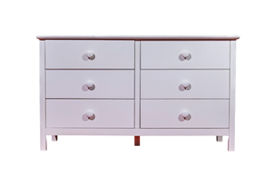 Commode durable Dakota à 6 tiroirs en bois massif élégant blanc Design moderne rangement spacieux chambre à coucher appartement polyvalent - Product Image 2