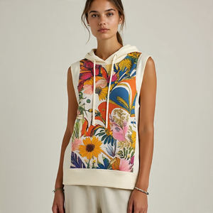 Pull court pour femmes sans manches sweats à capuche entraînement Fitness Wear Sublimation Shorts sans manches à capuche dames - Product Image 3